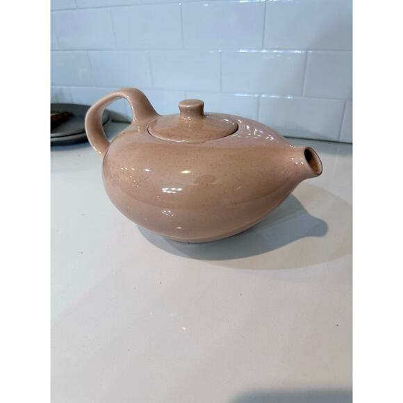 Vintage Russel Wright Pink Oneida Speckled Midcentury Pottery Teapot - Picture 8 of 8